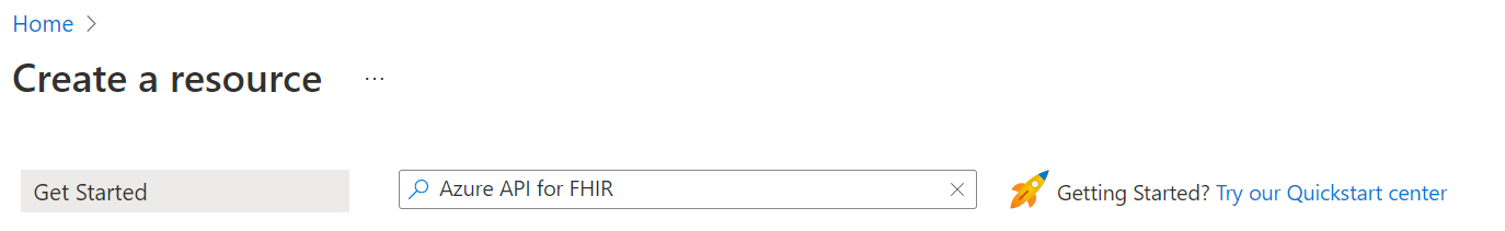 Screenshot of the Azure search services and marketplace text box.