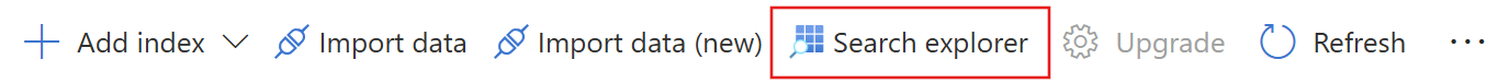 Screenshot of Search Explorer command in the Azure portal.
