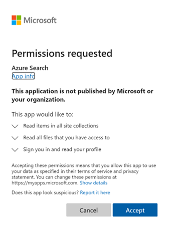 Screenshot showing how to approve API permissions.