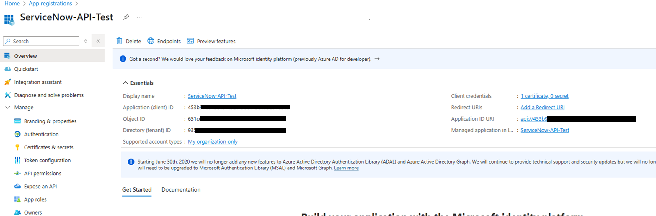 Create Application Registration