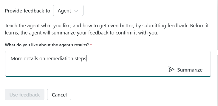 Agent feedback option