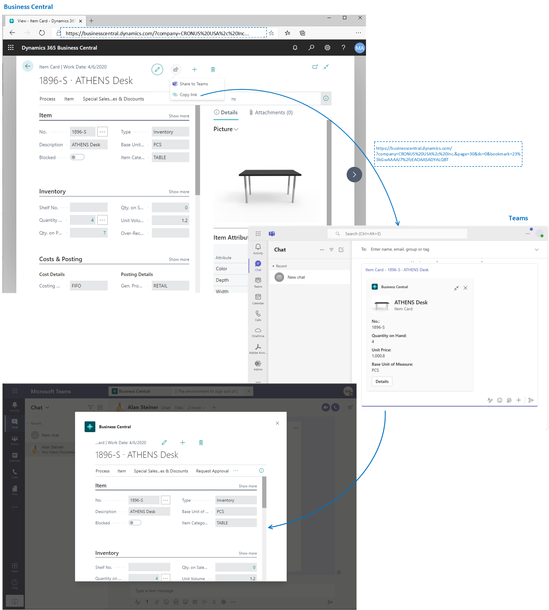 Teams integration with Business Central.