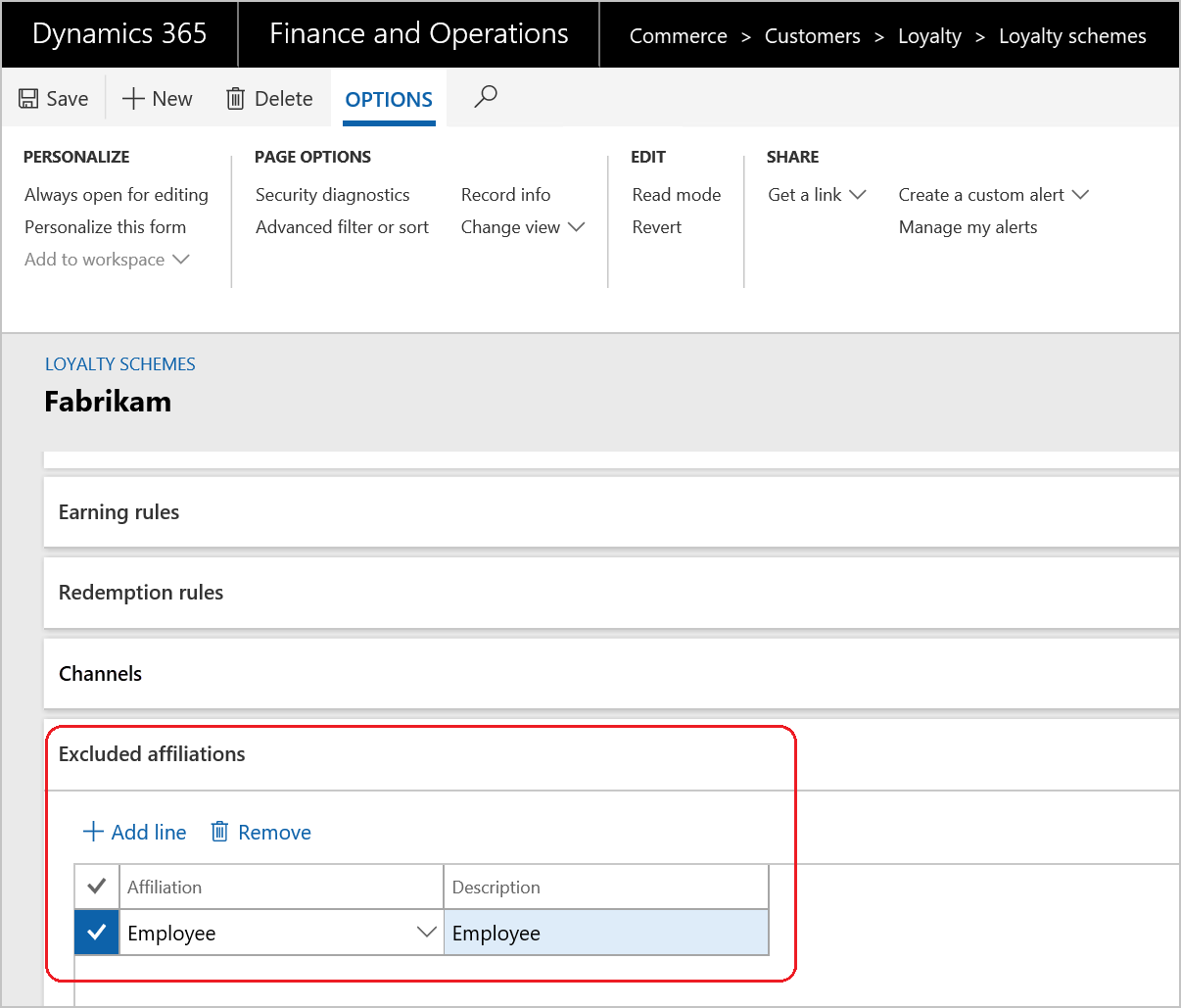 Exclude affiliations from earning loyalty points Excluded affiliations.