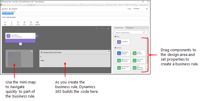 Business Rules design window Business Rules design window.