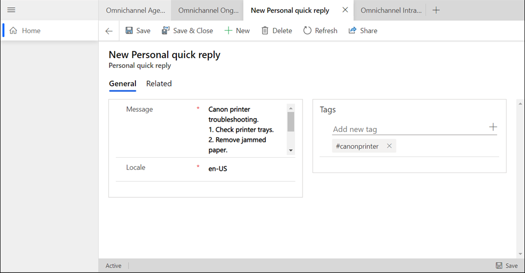 Create a personal quick reply Create a personal quick reply.