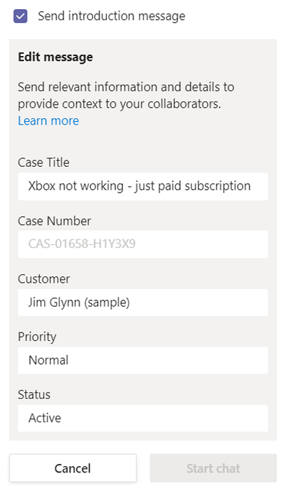 Start a chat with an introduction note Send an introduction note when using the chat.