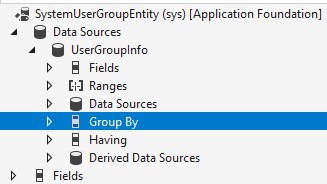 Screenshot of Data entity Group By.
