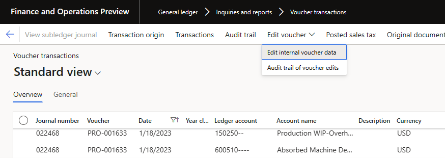 Editing tag values on voucher transaction lines.