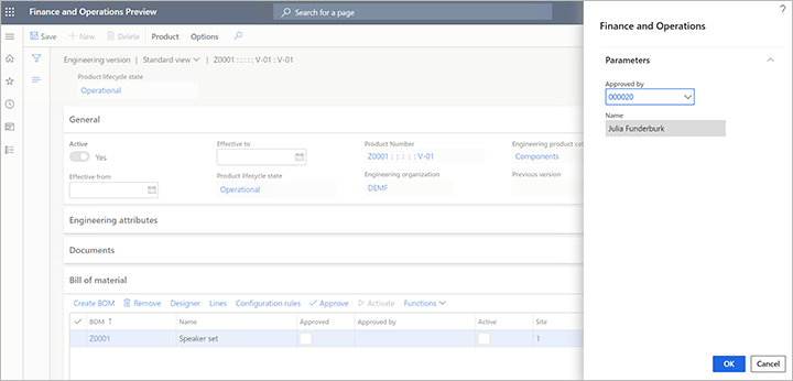 Approving the BOM Approving the BOM.