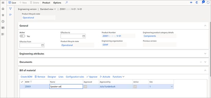 Active and approved BOM Active and approved BOM.