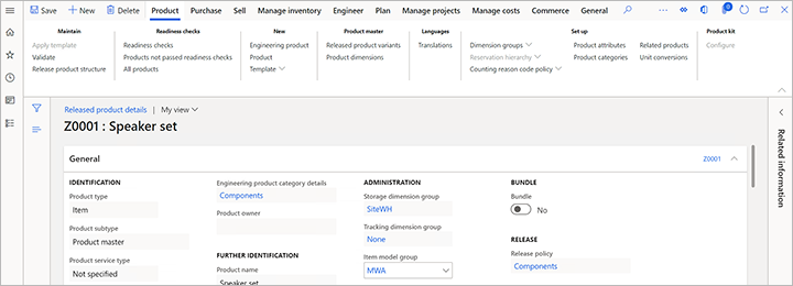 Released product details Released product details.