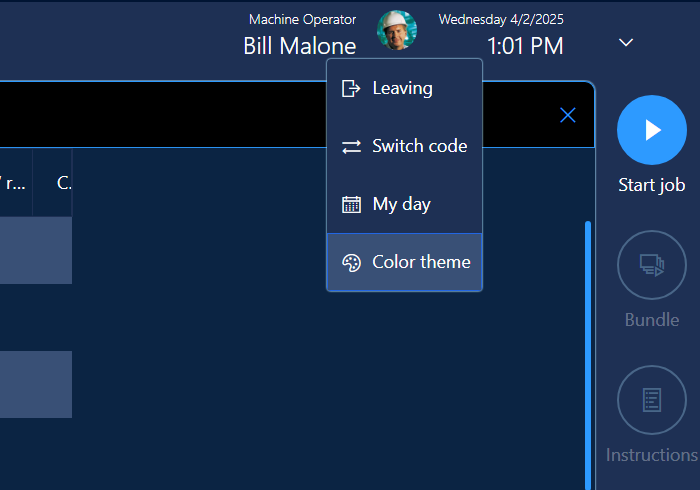 Change a color theme by worker Change a color theme by worker.