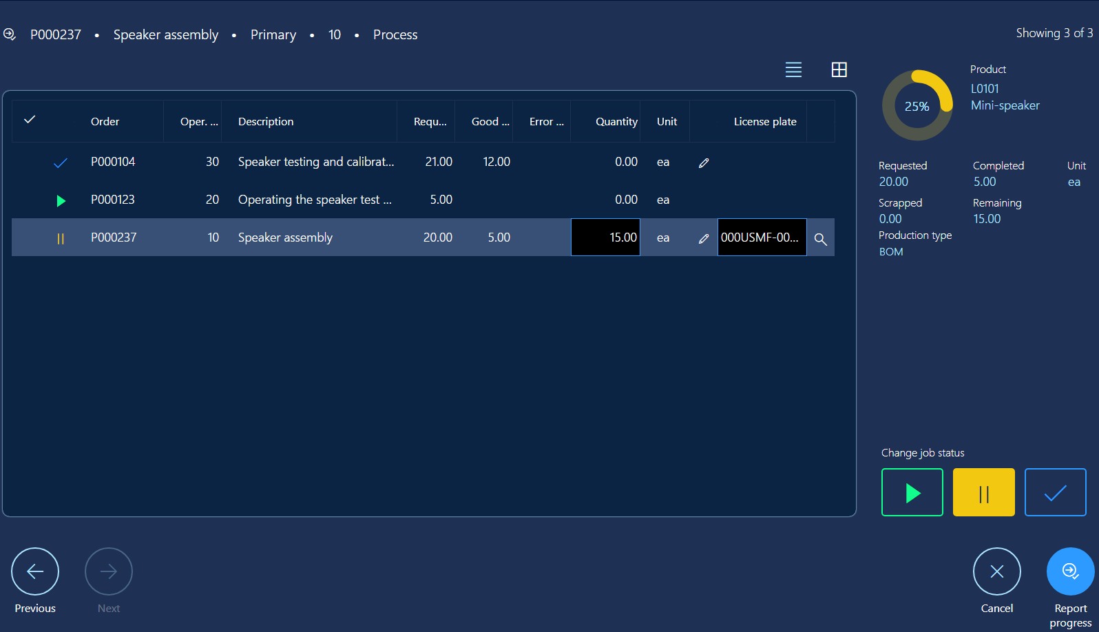 Report progress dialog box list view Report progress dialog box list view.