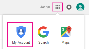 Choose Google apps and then My Account.