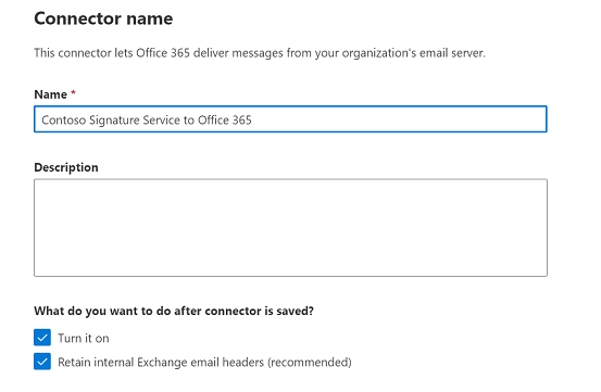 The screen on which you provide a name to the connector.