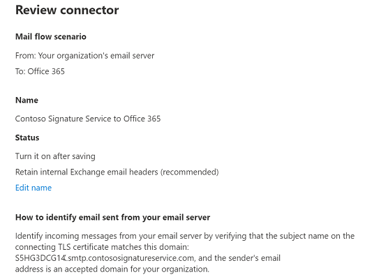 The review connector screen.