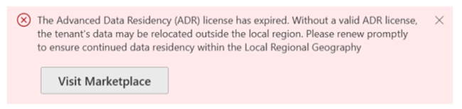 Screenshot of Data Location View ADR Licenses Expired.