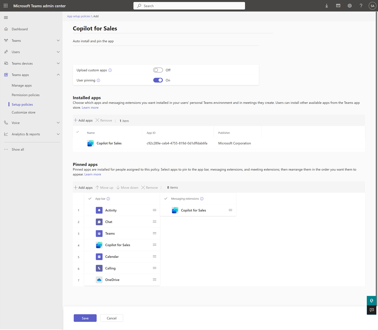 Screenshot showing Teams policy. Screenshot showing Teams policy.