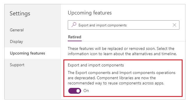 Enable export and import of components Enable export and import of components.