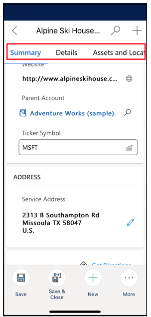 Tabs are locked at the top of the form. Tabs are locked at the top of the form.