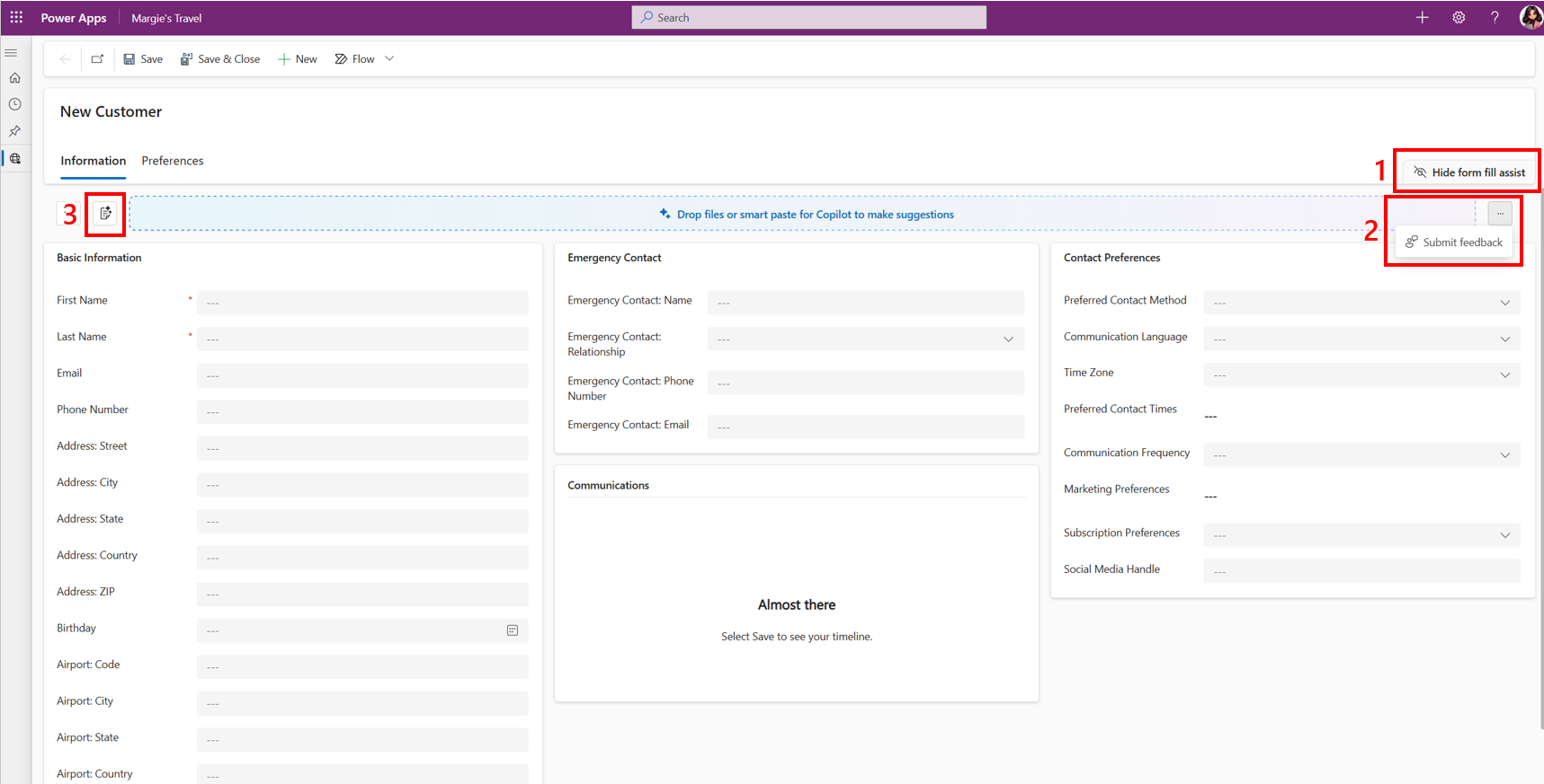 Screenshot that shows the form fill assist toolbar.