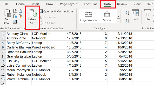 Refresh your app data in Excel Refresh your app data in Excel.