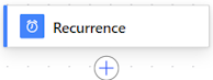 Screenshot of the 'Recurrence' trigger in the designer for a scheduled cloud flow.