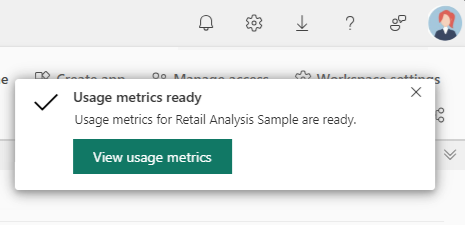 Screenshot showing metrics are ready.