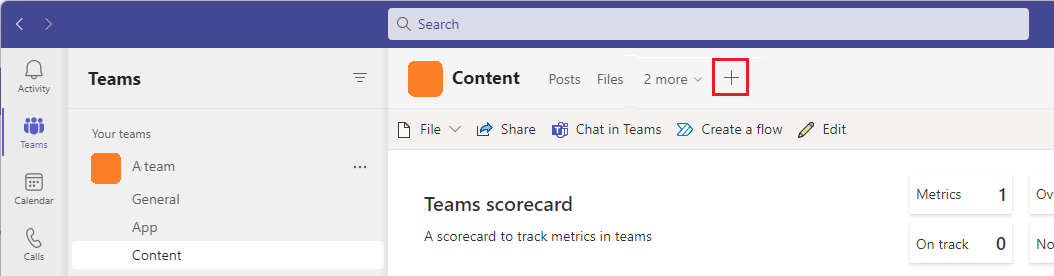 Screenshot showing how to select the plus sign to add a tab.