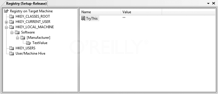 The Setup Project Registry editor