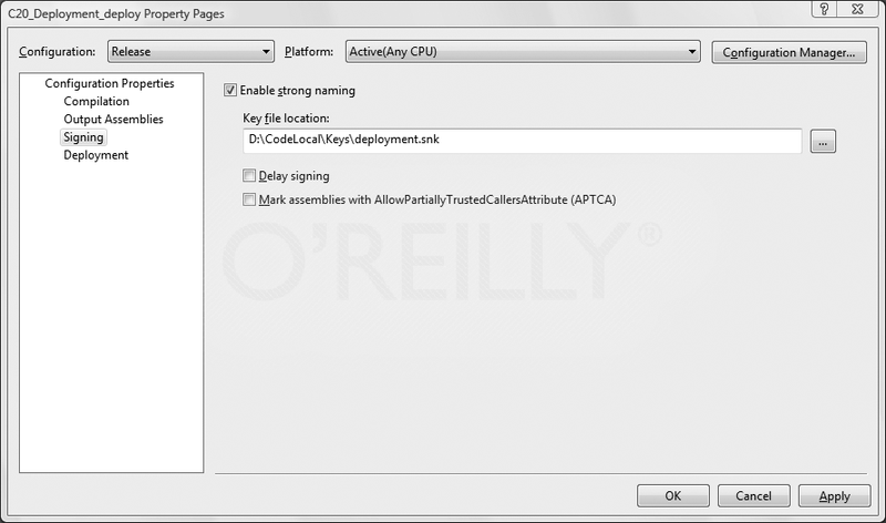 The Signing dialog for Web Deployment Projects