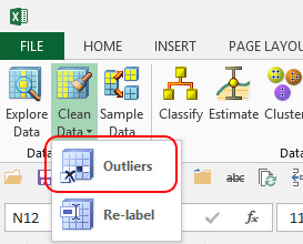 Outliers wizard in Data Mining ribbon