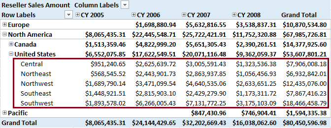 PivotTable with leaf member calle dout PivotTable with leaf member calle dout