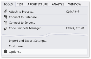 ExploreIDE-ToolsOptionsmenu Options command on the Tools menu