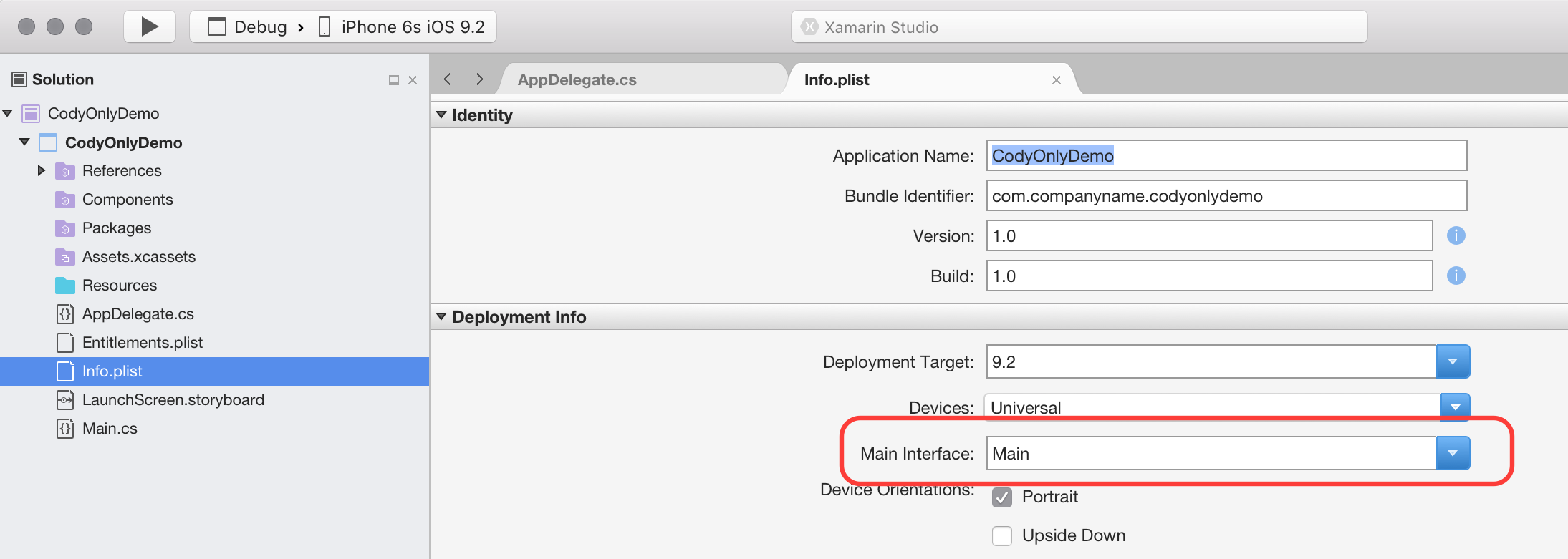 Delete the information inside the Main Interface option