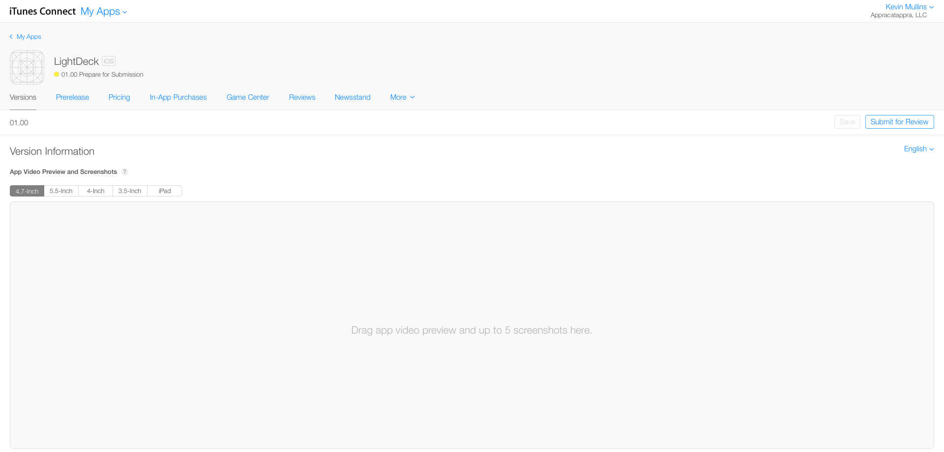 The new application will be created in iTunes Connect