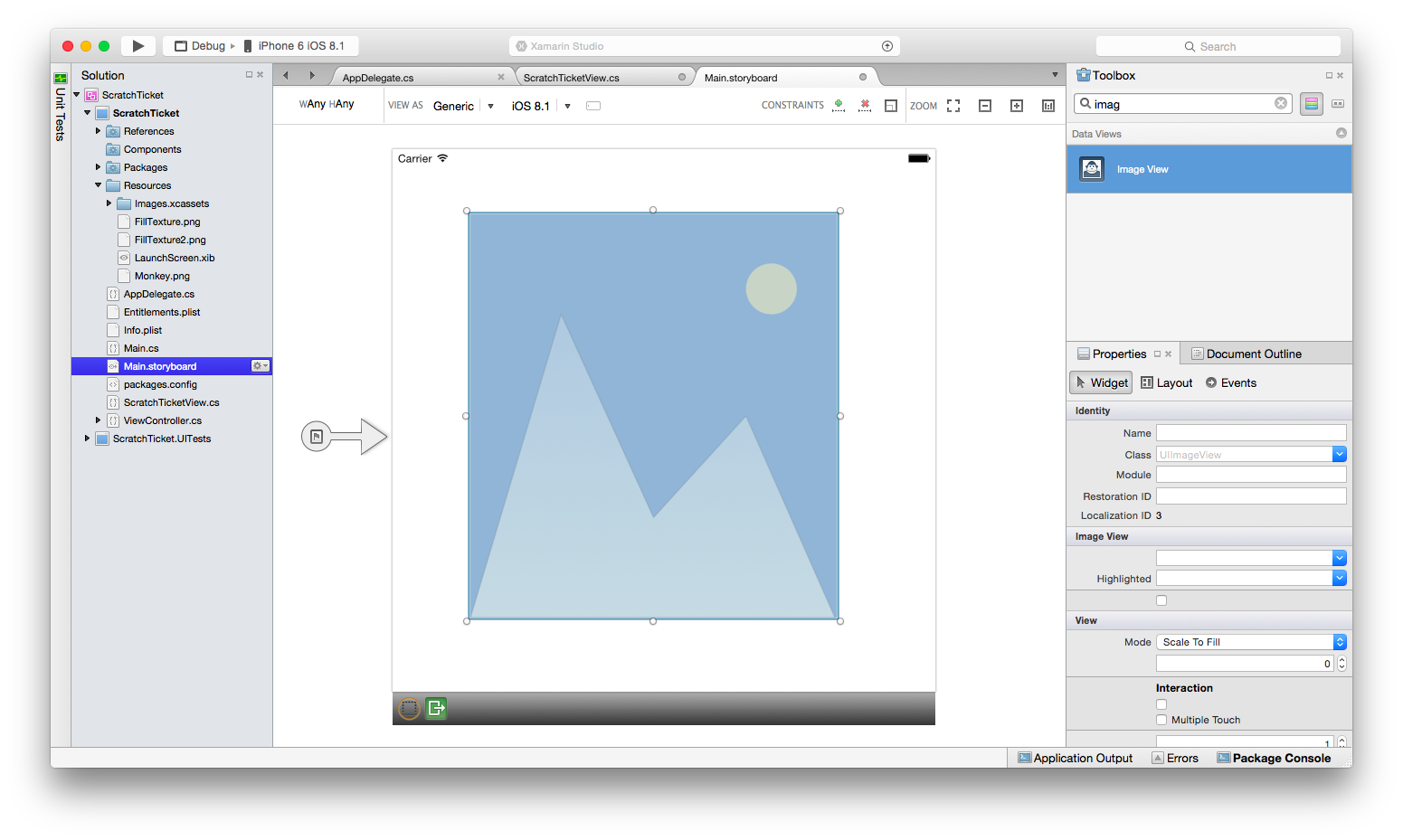 An Image View added to the layout