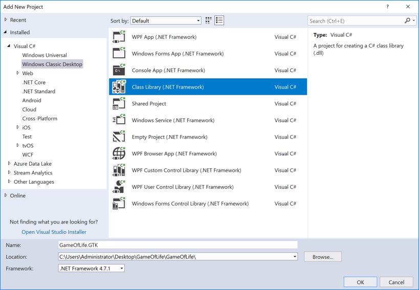 Add a new GTK project Add a new GTK project