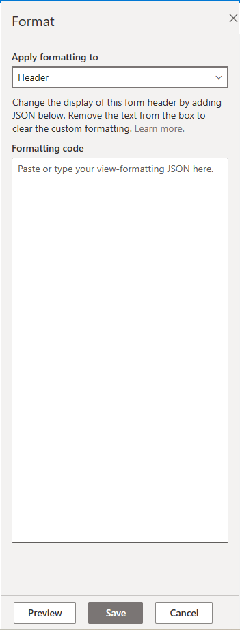 The "Format" panel to customize the rendering of list item header, footer, or body.