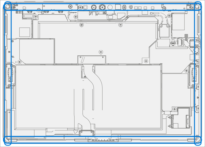 Diagram that shows cleaning residual adhesive near camera and IR sensor with IPA.