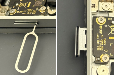 Screenshot that shows ejecting the nSIM tray from the nSIM module using a SIM card tray ejector pin.