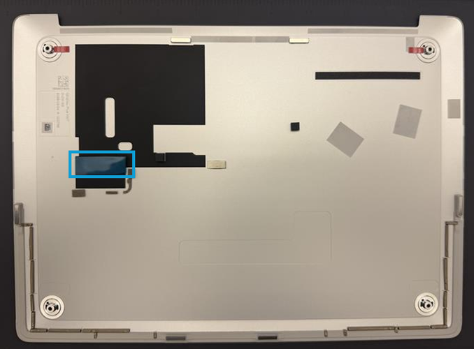 Screenshot that shows the 5G thermal pad and its release liner after removal from the enclosure.