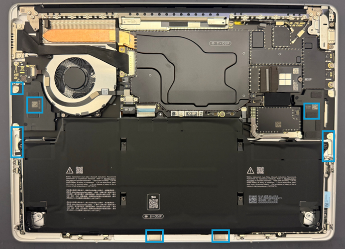 Screenshot that shows the enclosure magnets and interior area to inspect for foreign objects before reassembly.