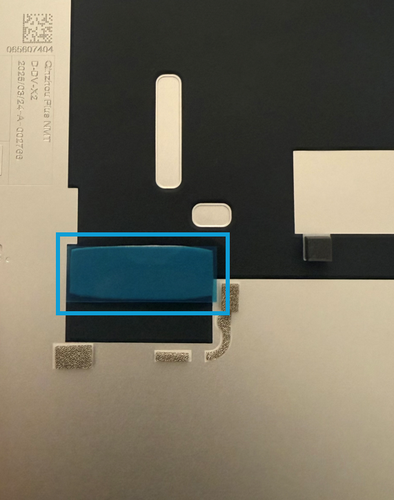 Screenshot that shows placing the 5G thermal pad onto the enclosure prior to installation.