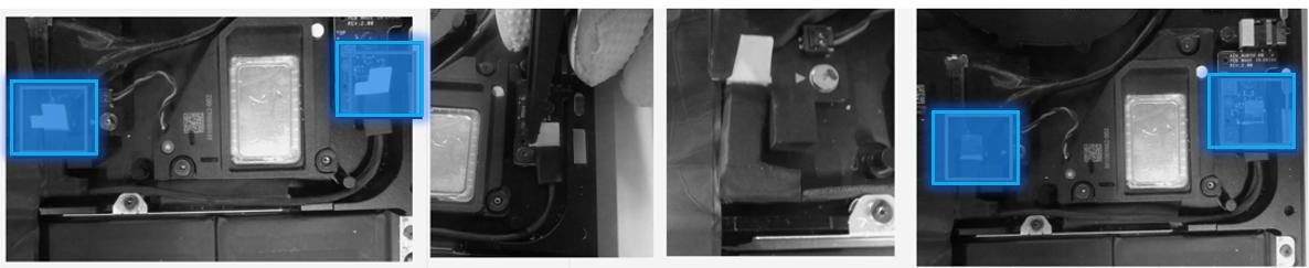 Screenshot that shows new audio cable connectors pressed into motherboard and board.