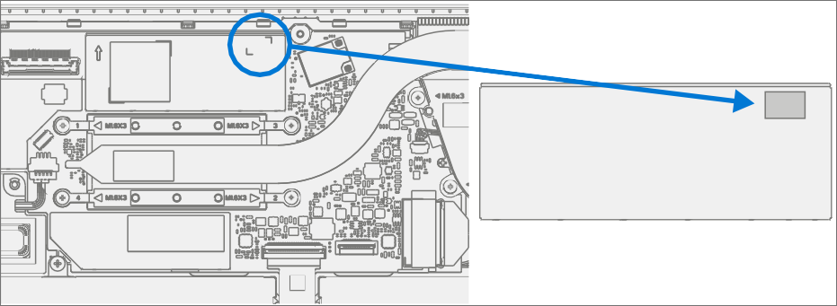 Screenshot that shows inspection of battery and liquid damage indicators (LDIs) before keyboard install.