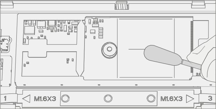 Screenshot that shows removing original thermal pad from motherboard after rSSD removal.