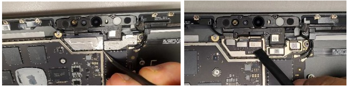 Screenshot that shows five camera FPC connectors after shields removed on business editions.