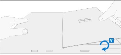 Screenshot that shows slipping the kickstand threaded bosses into the hinge recesses while rotating into place.