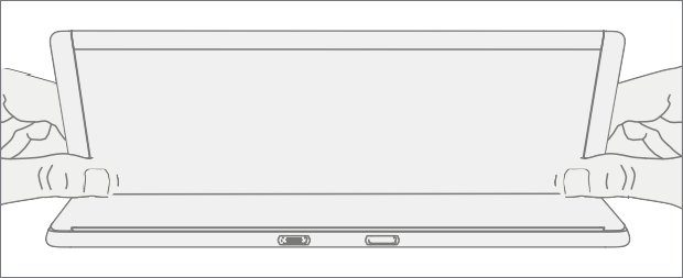 Screenshot that shows rotating the kickstand downward from ninety to forty-five degrees.